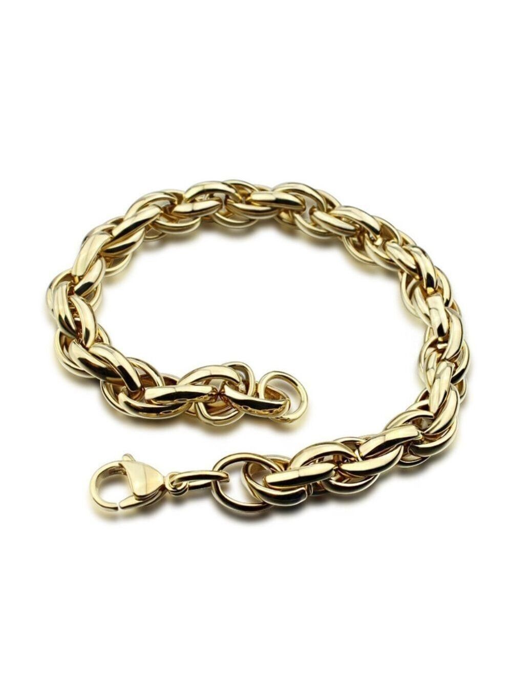 Men's Muscular Oval Link Bracelet 8.5"  18k GP